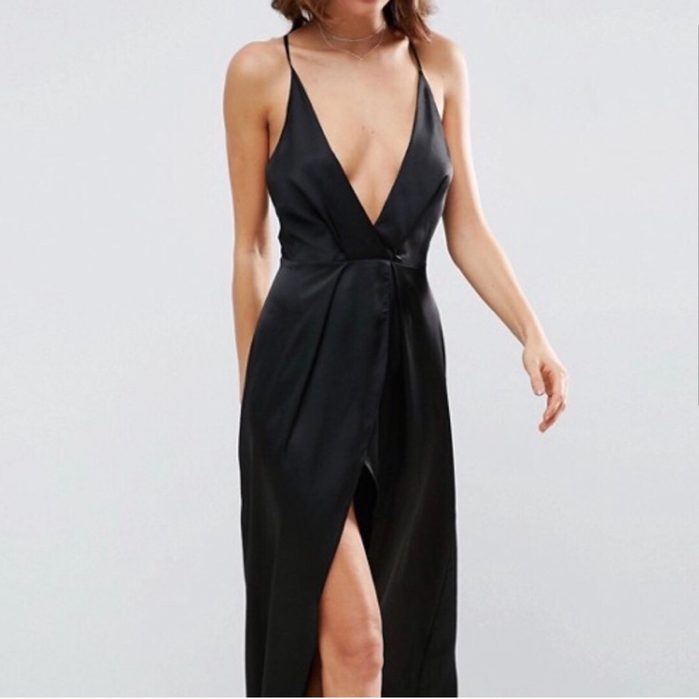 ASOS Satin Deep V Maxi